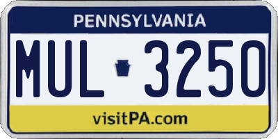 PA license plate MUL3250