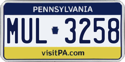 PA license plate MUL3258