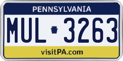 PA license plate MUL3263