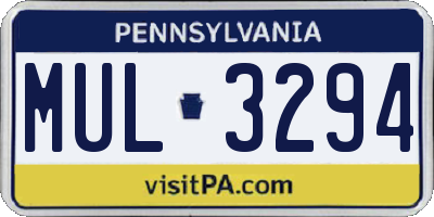 PA license plate MUL3294