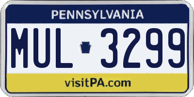 PA license plate MUL3299