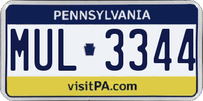 PA license plate MUL3344