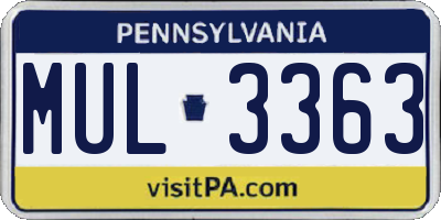 PA license plate MUL3363