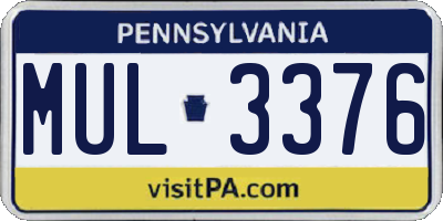 PA license plate MUL3376