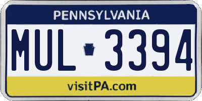 PA license plate MUL3394