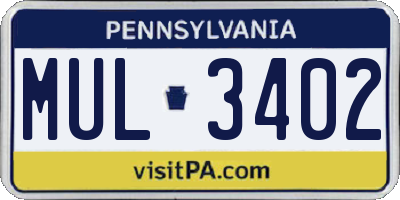 PA license plate MUL3402