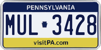PA license plate MUL3428