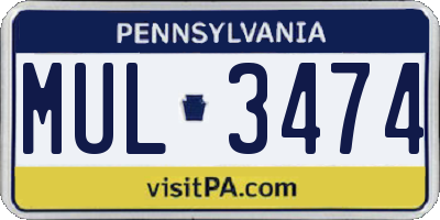 PA license plate MUL3474