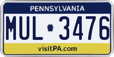 PA license plate MUL3476