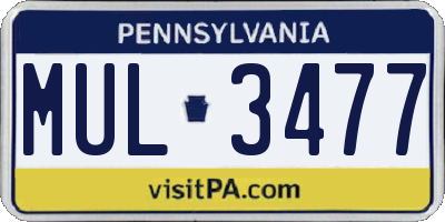 PA license plate MUL3477
