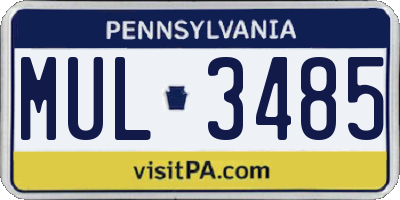 PA license plate MUL3485