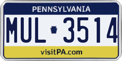 PA license plate MUL3514