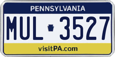 PA license plate MUL3527