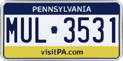 PA license plate MUL3531