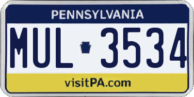 PA license plate MUL3534
