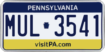 PA license plate MUL3541
