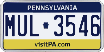 PA license plate MUL3546