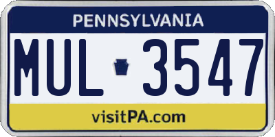 PA license plate MUL3547