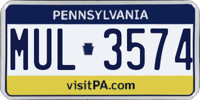 PA license plate MUL3574