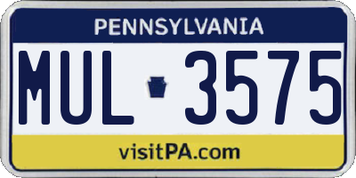 PA license plate MUL3575
