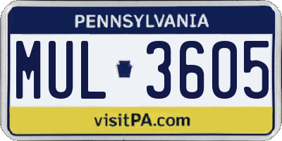PA license plate MUL3605