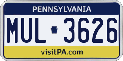 PA license plate MUL3626