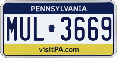 PA license plate MUL3669