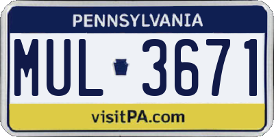 PA license plate MUL3671
