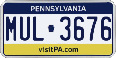 PA license plate MUL3676