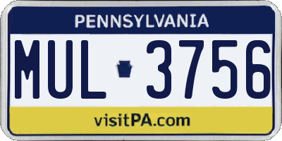PA license plate MUL3756