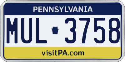 PA license plate MUL3758