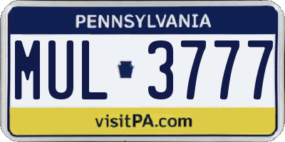 PA license plate MUL3777
