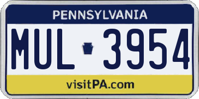 PA license plate MUL3954