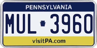 PA license plate MUL3960