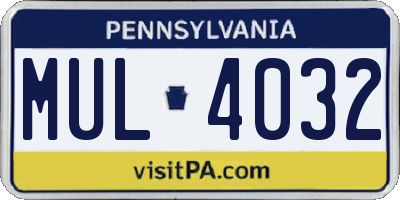 PA license plate MUL4032