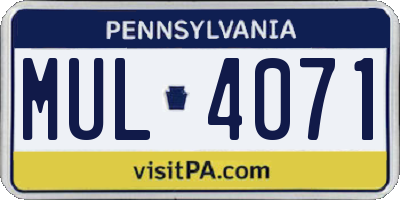 PA license plate MUL4071