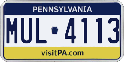 PA license plate MUL4113