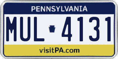 PA license plate MUL4131