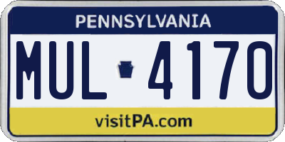 PA license plate MUL4170