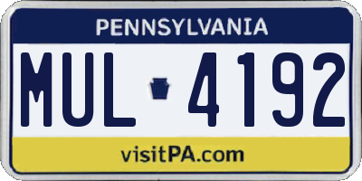 PA license plate MUL4192