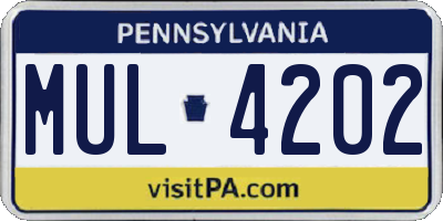 PA license plate MUL4202