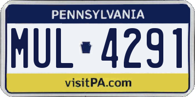 PA license plate MUL4291