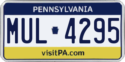 PA license plate MUL4295