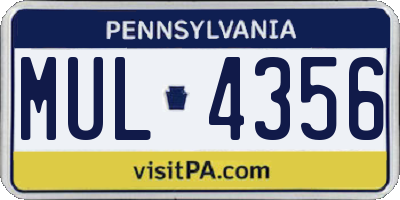 PA license plate MUL4356