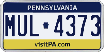 PA license plate MUL4373