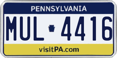 PA license plate MUL4416