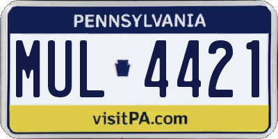 PA license plate MUL4421