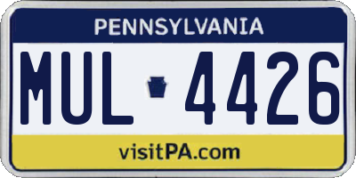 PA license plate MUL4426