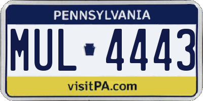 PA license plate MUL4443