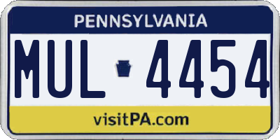 PA license plate MUL4454